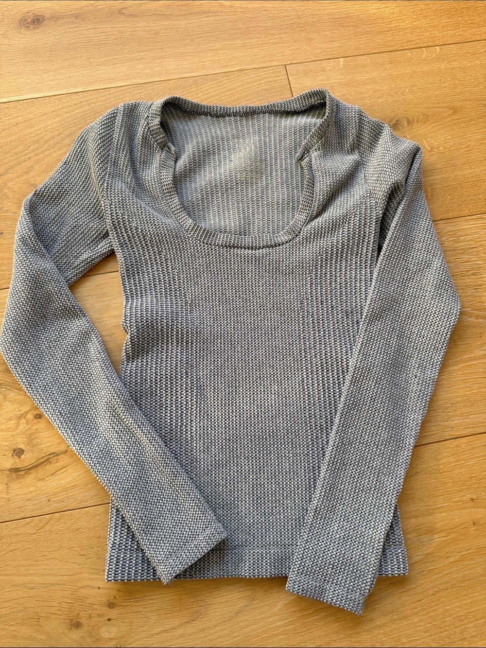 Free People Gray Scoop Neck Long Sleeve Knit Top